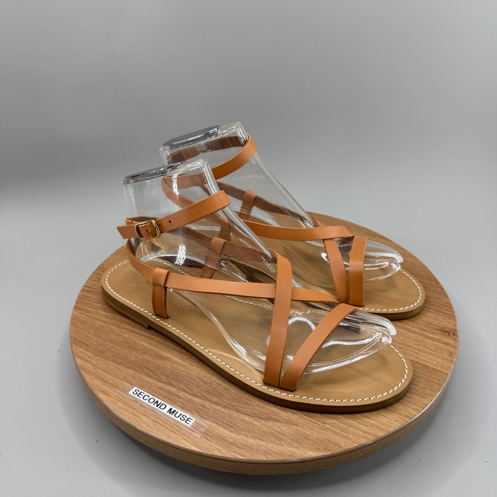 J.Crew Gladiator Sandals 8 Tan Leather Strappy Flat Minimalist Boho Italian